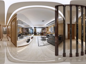 panoramic modern style living room restaurant space 87 3D Model