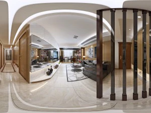 панорамная гостиная в современном стиле ресторан 87 3D Модель