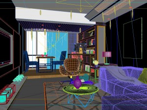 panoramic modern style living room restaurant space 87 Modèle 3D