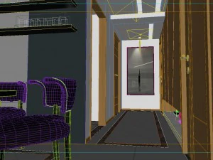 panoramic modern style living room restaurant space 87 3D Model