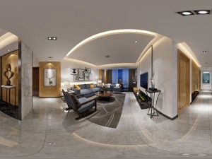 panoramic modern style living room restaurant space 88 3D Model