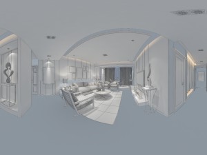 panoramic modern style living room restaurant space 88 3D Модель