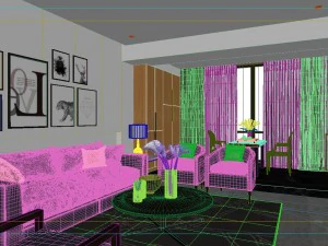 panoramic modern style living room restaurant space 88 3D Model