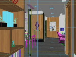 panoramic modern style living room restaurant space 88 3D Model