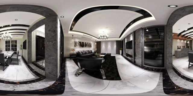 panoramic modern style living room restaurant space 89 3D Model .c4d .max .obj .3ds .fbx .stl .blend 