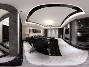 panoramic modern style living room restaurant space 89 3D-Modell
