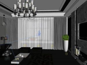 panoramic modern style living room restaurant space 89 3D Model