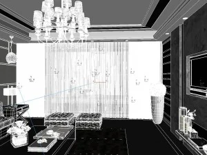 panoramic modern style living room restaurant space 89 3D Model
