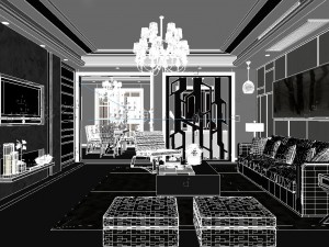 panoramic modern style living room restaurant space 89 Modèle 3D