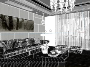 panoramic modern style living room restaurant space 89 Modèle 3D