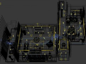 panoramic modern style living room restaurant space 89 3D Model