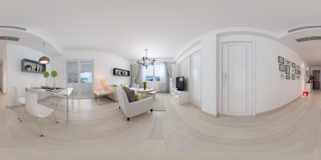 panoramic modern style living room restaurant space 90 Modello 3D .c4d .max .obj .3ds .fbx .stl .blend 