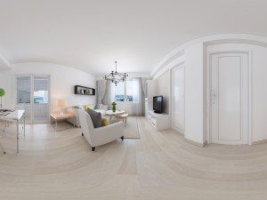 panoramic modern style living room restaurant space 90 3D Model