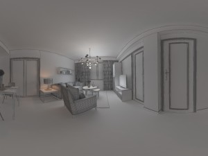 panoramic modern style living room restaurant space 90 Modello 3D
