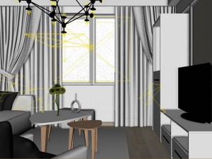panoramic modern style living room restaurant space 90 Modello 3D
