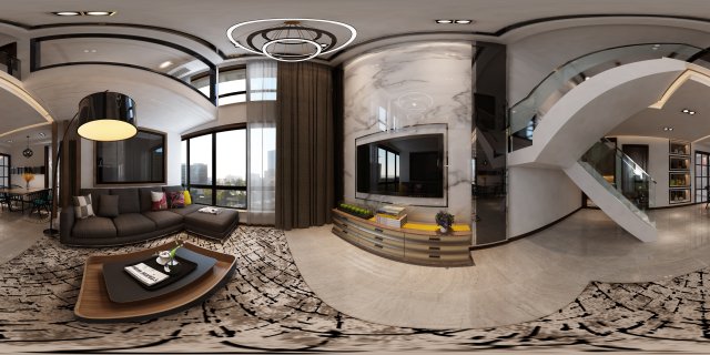 panoramic modern style living room dining room 91 Modèle 3D .c4d .max .obj .3ds .fbx .stl .blend 