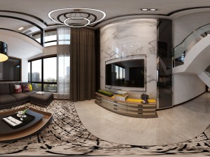 panoramic modern style living room dining room 91 Model 3D