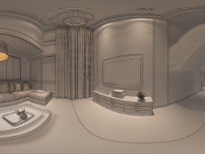 panoramic modern style living room dining room 91 Modèle 3D