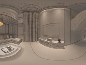 panoramic modern style living room dining room 91 3D Model