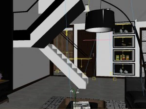 panoramic modern style living room dining room 91 3D Model