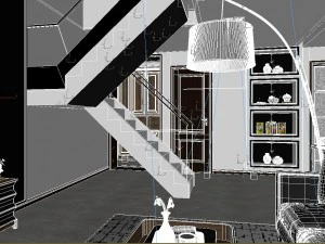 panoramic modern style living room dining room 91 3D Model