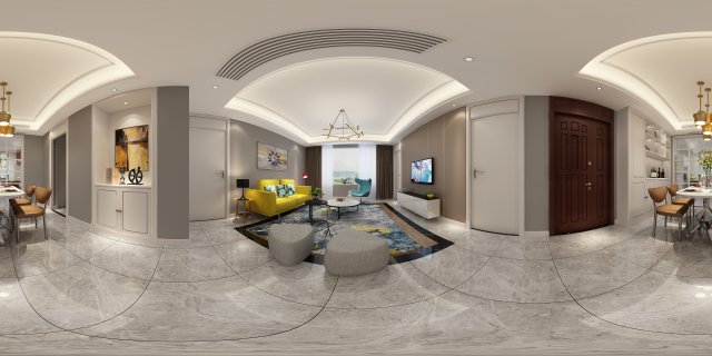 panoramic modern style living room restaurant space 93 Modelo 3D .c4d .max .obj .3ds .fbx .stl .blend 