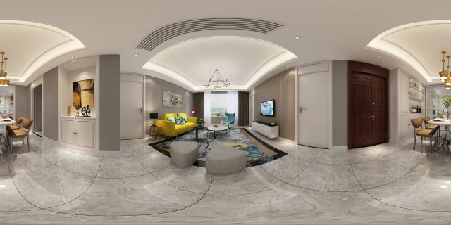 panoramic modern style living room restaurant space 93 3D Model .c4d .max .obj .3ds .fbx .stl .blend 