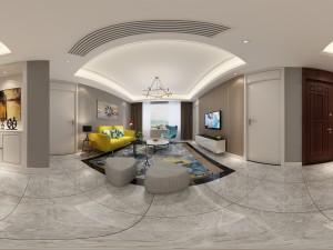panoramic modern style living room restaurant space 93 3D Model