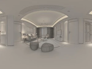 panoramic modern style living room restaurant space 93 3D Model