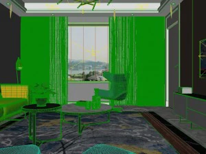 panoramic modern style living room restaurant space 93 3D Model