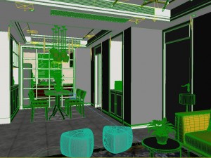panoramic modern style living room restaurant space 93 Modelo 3D