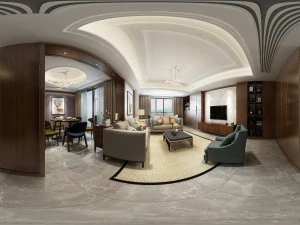 panoramic modern style living room restaurant space 93 3D Model