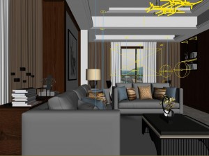 panoramic modern style living room restaurant space 93 Modelo 3D