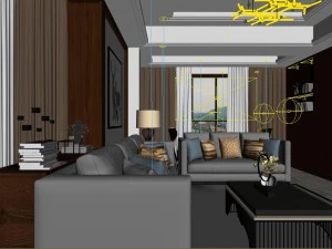 panoramic modern style living room restaurant space 93 3D Model