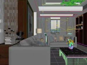 panoramic modern style living room restaurant space 93 3D Model