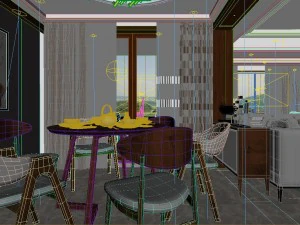 panoramic modern style living room restaurant space 93 3D Model