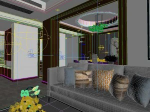 panoramic modern style living room restaurant space 93 3D Model