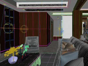 panoramic modern style living room restaurant space 93 3D Model