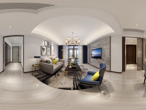 panoramic modern style living room restaurant space 94 3D Model
