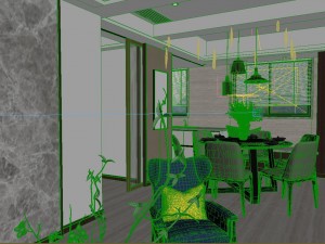 panoramic modern style living room restaurant space 94 3D 模型