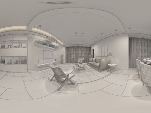 panoramic modern style living room restaurant space 95 3D 模型