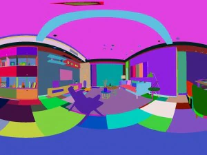 panoramic modern style living room restaurant space 95 3D Model