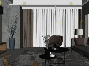 panoramic modern style living room restaurant space 95 3D Model