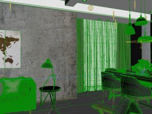 panoramic modern style living room restaurant space 95 3D 模型