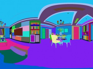 panoramic modern style living room restaurant space 96 3D-Modell
