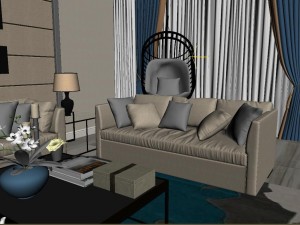 panoramic modern style living room restaurant space 96 3D-Modell