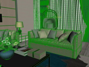 panoramic modern style living room restaurant space 96 3D-Modell