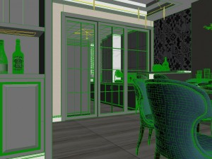 panoramic modern style living room restaurant space 96 3D-Modell