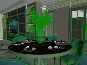 panoramic modern style living room restaurant space 96 3D-Modell