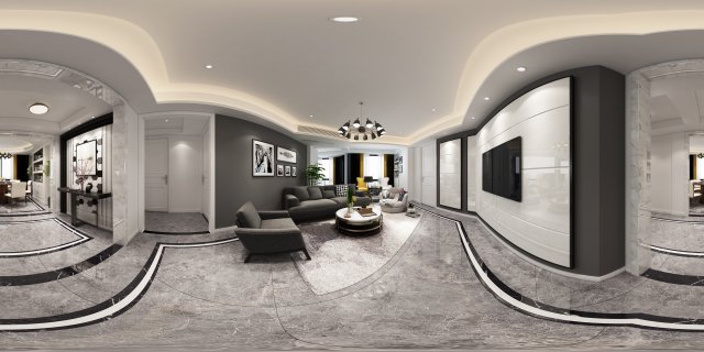 panoramic contemporary style living room dining room 97 3D 모델 .c4d .max .obj .3ds .fbx .stl .blend 